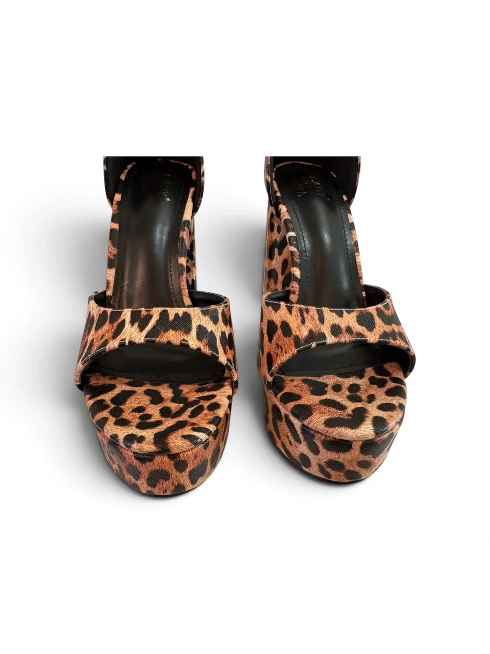 Leopard Print Open Toe Platform Chunky Heel/Ankle Strap Leopard Print/Never Worn